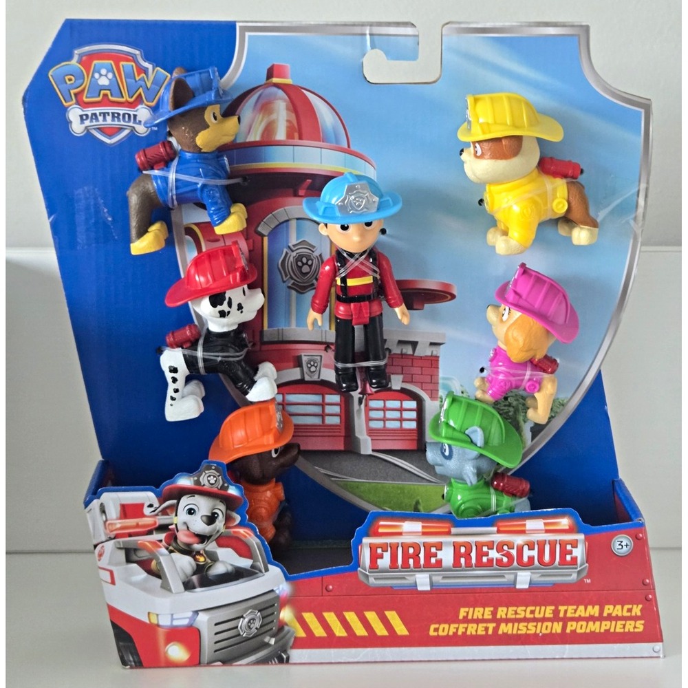 PAW Patrol Fire Rescue Team Pack 7 Figure Set Chase Marshall Skye Rocky Rubble